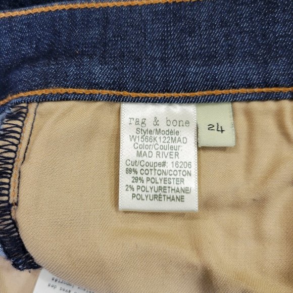 Rag & Bone 10" High Rise Skinny Ankle Raw Hem Jean in Mad River, Dark - Picture 11 of 11